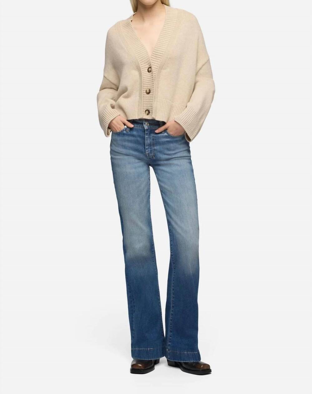 NEW 7 FOR ALL MANKIND dojo slim illusion jeans in faded echo